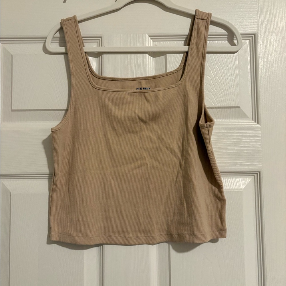 Old Navy Women's Tan Ribbed Square-Neck Tank